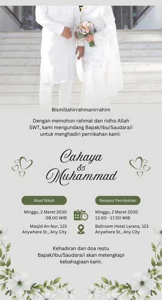 Contoh tampilan undangan pada ponsel